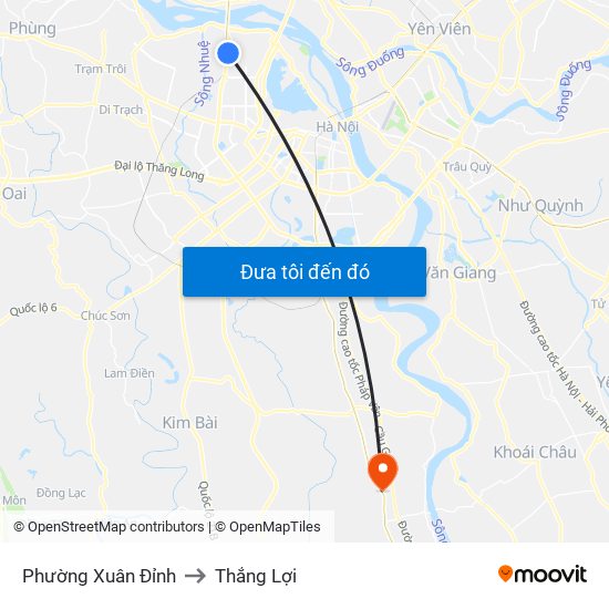 Phường Xuân Đỉnh to Thắng Lợi map