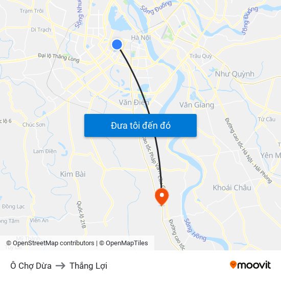Ô Chợ Dừa to Thắng Lợi map