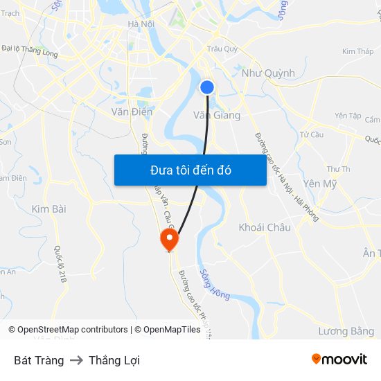 Bát Tràng to Thắng Lợi map