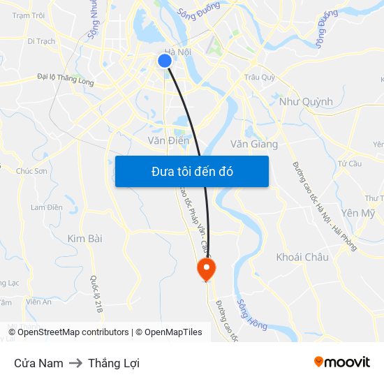 Cửa Nam to Thắng Lợi map