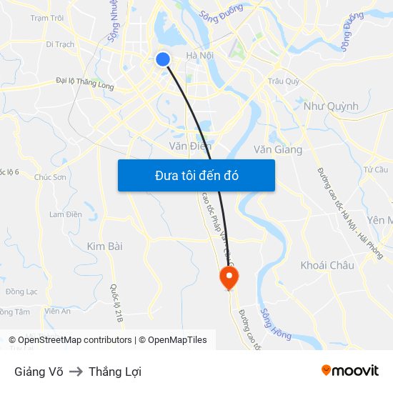 Giảng Võ to Thắng Lợi map