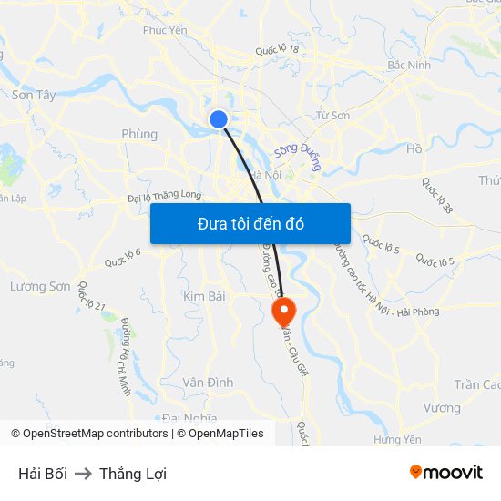 Hải Bối to Thắng Lợi map