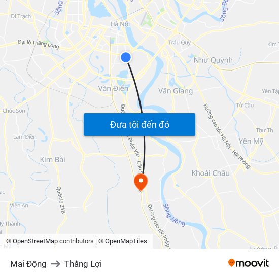 Mai Động to Thắng Lợi map