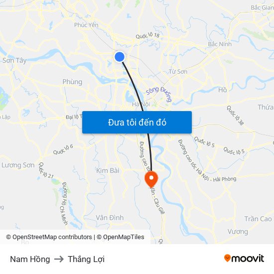 Nam Hồng to Thắng Lợi map