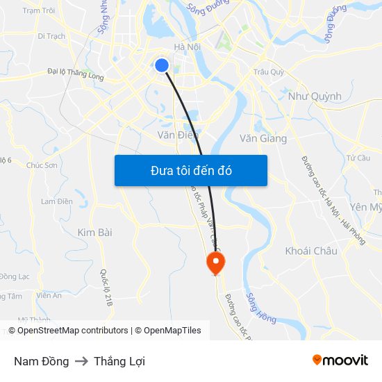 Nam Đồng to Thắng Lợi map