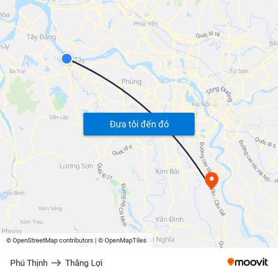 Phú Thịnh to Thắng Lợi map