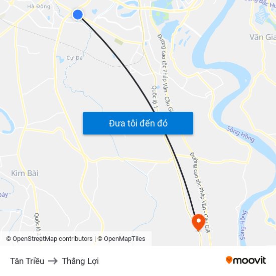 Tân Triều to Thắng Lợi map