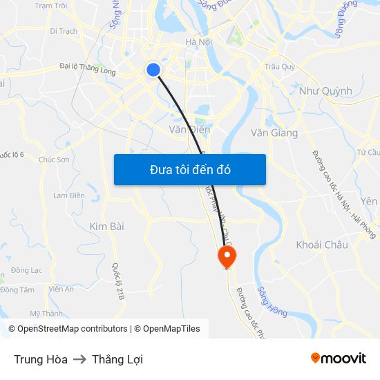 Trung Hòa to Thắng Lợi map