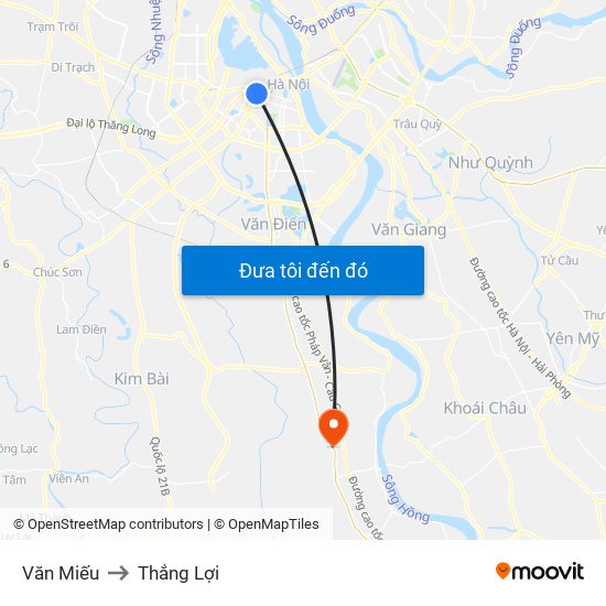 Văn Miếu to Thắng Lợi map