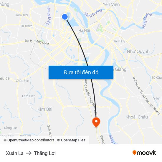 Xuân La to Thắng Lợi map