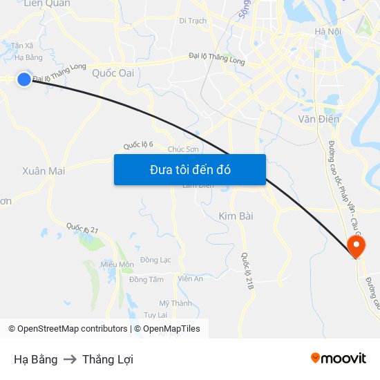 Hạ Bằng to Thắng Lợi map