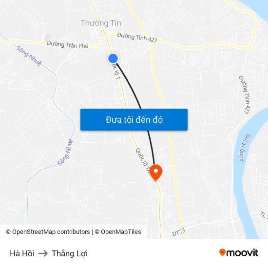 Hà Hồi to Thắng Lợi map