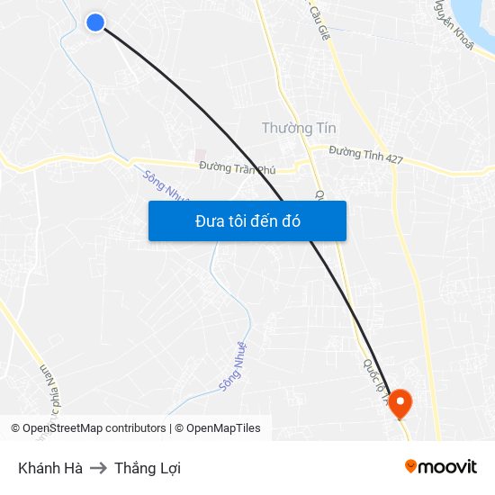 Khánh Hà to Thắng Lợi map