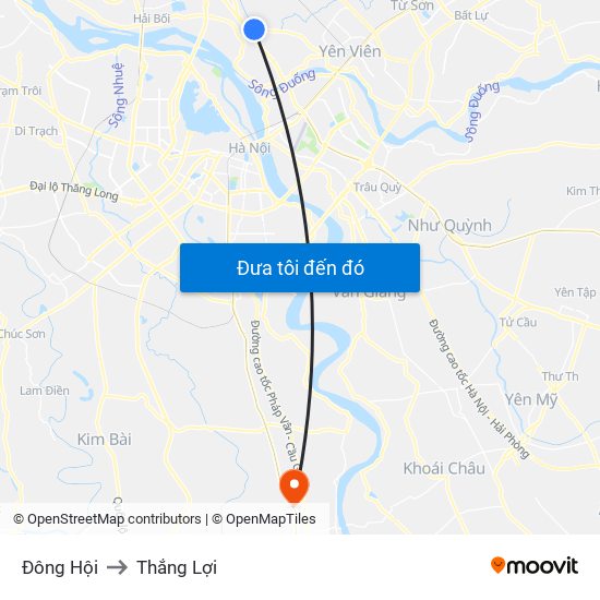 Đông Hội to Thắng Lợi map