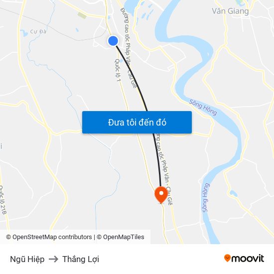 Ngũ Hiệp to Thắng Lợi map