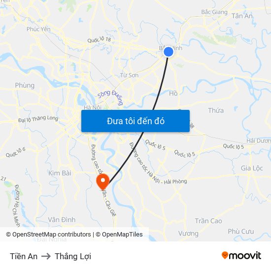 Tiền An to Thắng Lợi map