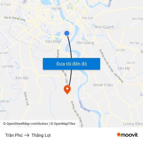 Trần Phú to Thắng Lợi map