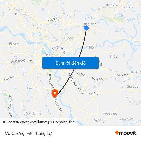 Võ Cường to Thắng Lợi map