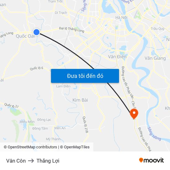 Vân Côn to Thắng Lợi map