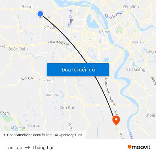 Tân Lập to Thắng Lợi map