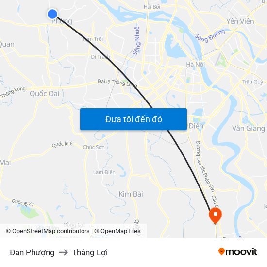 Đan Phượng to Thắng Lợi map