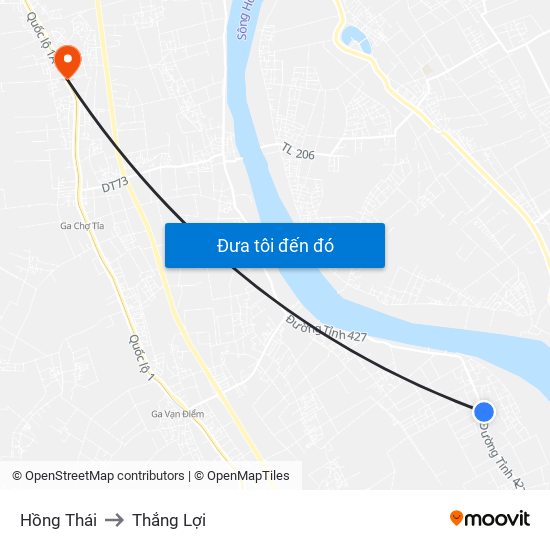 Hồng Thái to Thắng Lợi map