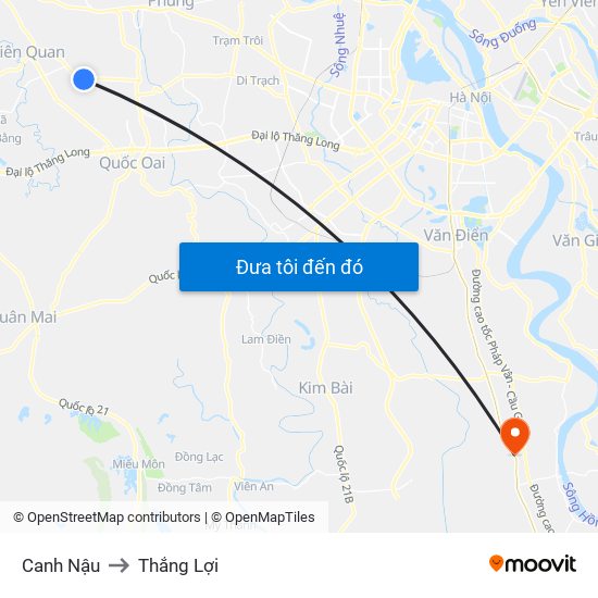 Canh Nậu to Thắng Lợi map