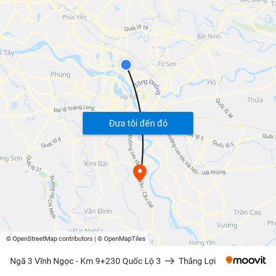 Ngã 3 Vĩnh Ngọc - Km 9+230 Quốc Lộ 3 to Thắng Lợi map