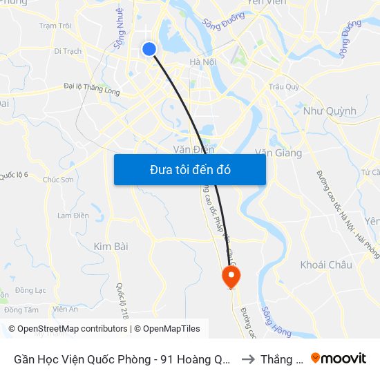 Gần Học Viện Quốc Phòng - 91 Hoàng Quốc Việt to Thắng Lợi map