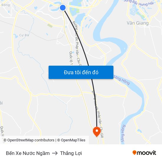 Bến Xe Nước Ngầm to Thắng Lợi map