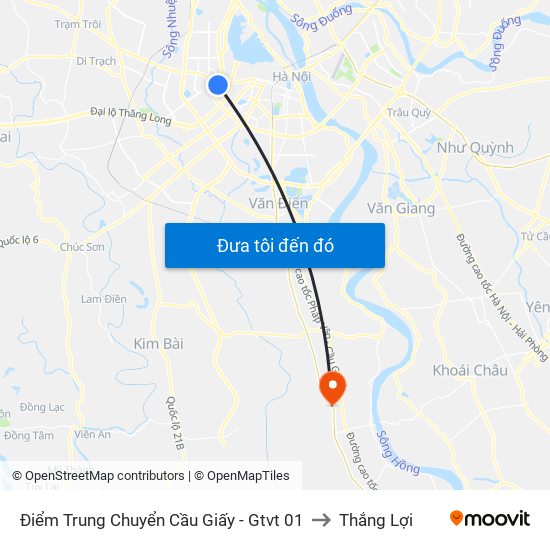 Điểm Trung Chuyển Cầu Giấy - Gtvt 01 to Thắng Lợi map