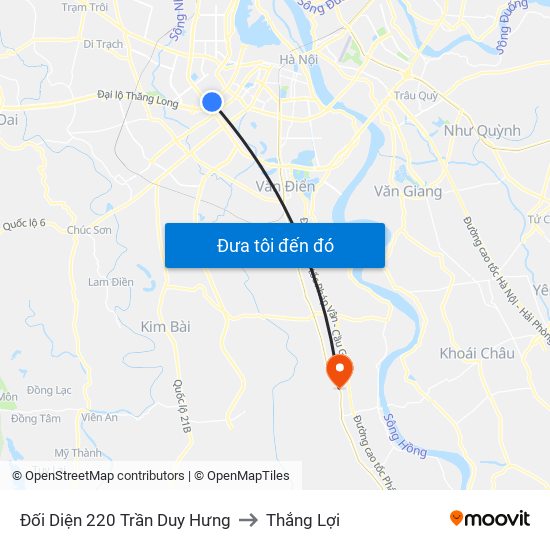 Đối Diện 220 Trần Duy Hưng to Thắng Lợi map