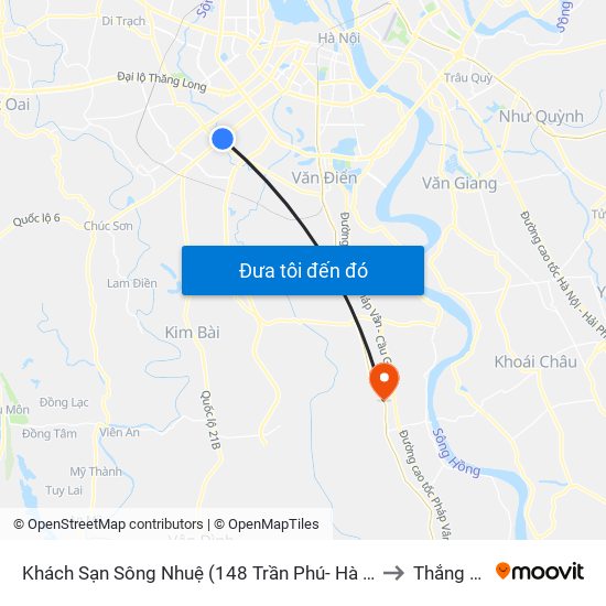 Khách Sạn Sông Nhuệ (148 Trần Phú- Hà Đông) to Thắng Lợi map