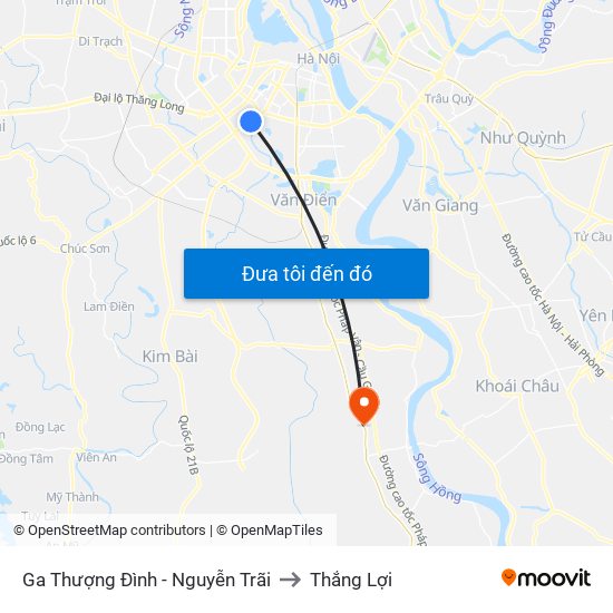 Ga Thượng Đình - Nguyễn Trãi to Thắng Lợi map