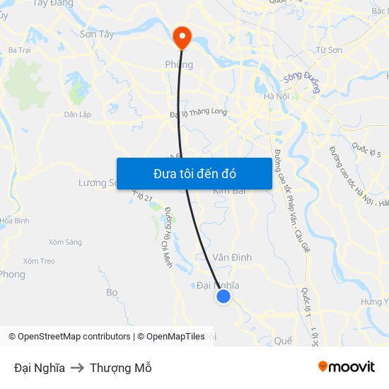 Đại Nghĩa to Thượng Mỗ map