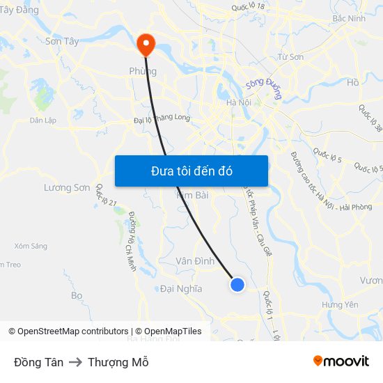 Đồng Tân to Thượng Mỗ map