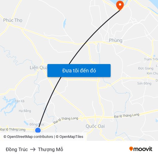 Đồng Trúc to Thượng Mỗ map