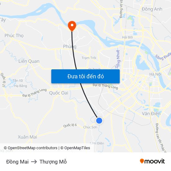 Đồng Mai to Thượng Mỗ map