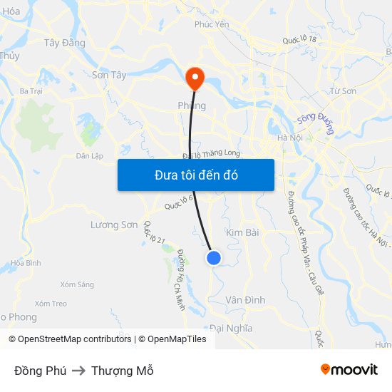 Đồng Phú to Thượng Mỗ map