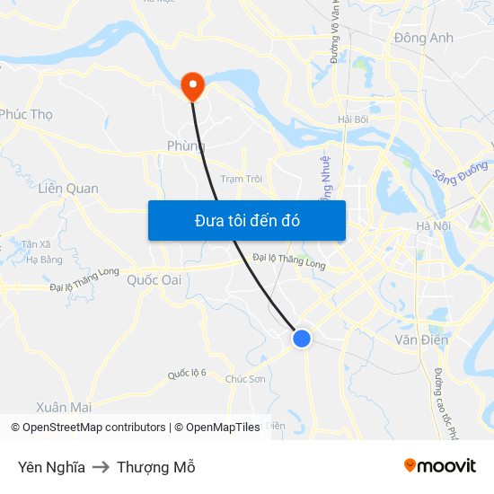 Yên Nghĩa to Thượng Mỗ map