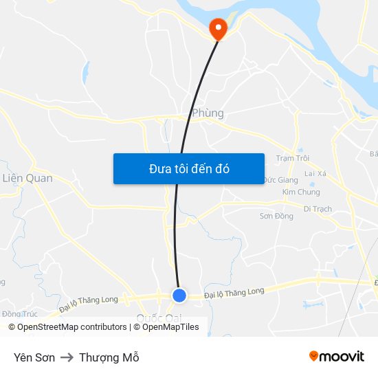 Yên Sơn to Thượng Mỗ map