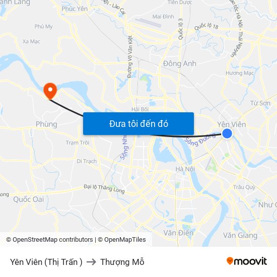 Yên Viên (Thị Trấn ) to Thượng Mỗ map