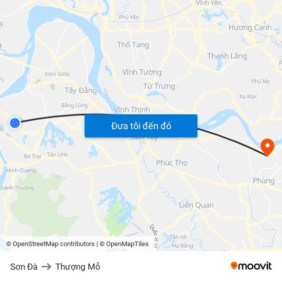 Sơn Đà to Thượng Mỗ map
