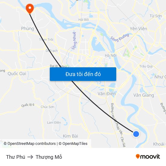 Thư Phú to Thượng Mỗ map
