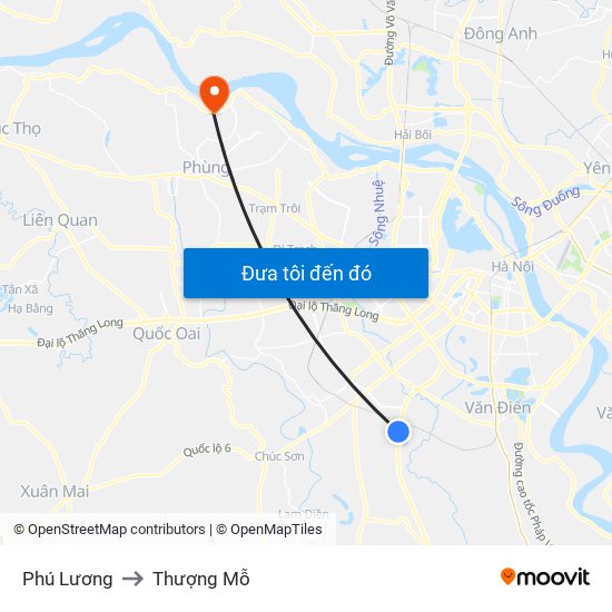 Phú Lương to Thượng Mỗ map