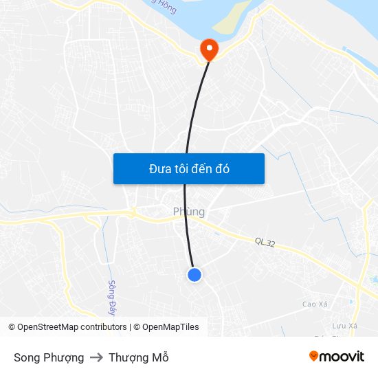 Song Phượng to Thượng Mỗ map