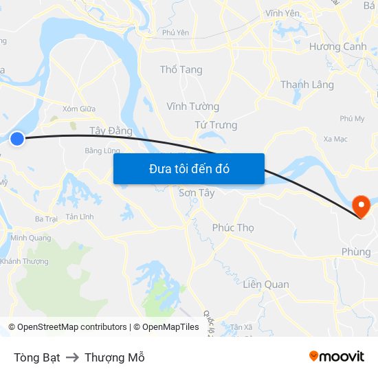 Tòng Bạt to Thượng Mỗ map