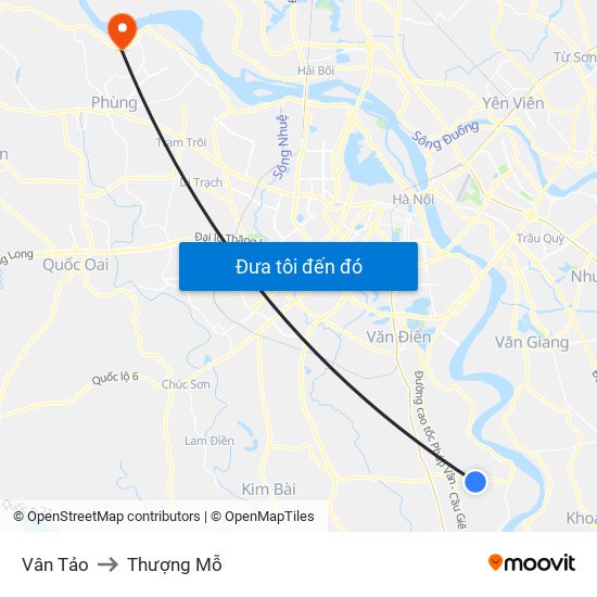 Vân Tảo to Thượng Mỗ map