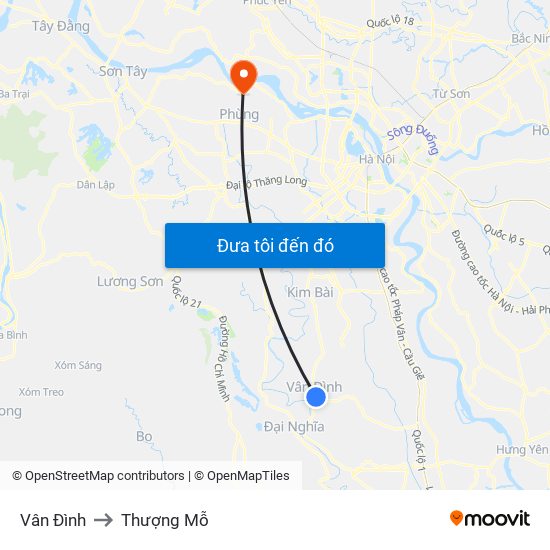 Vân Đình to Thượng Mỗ map