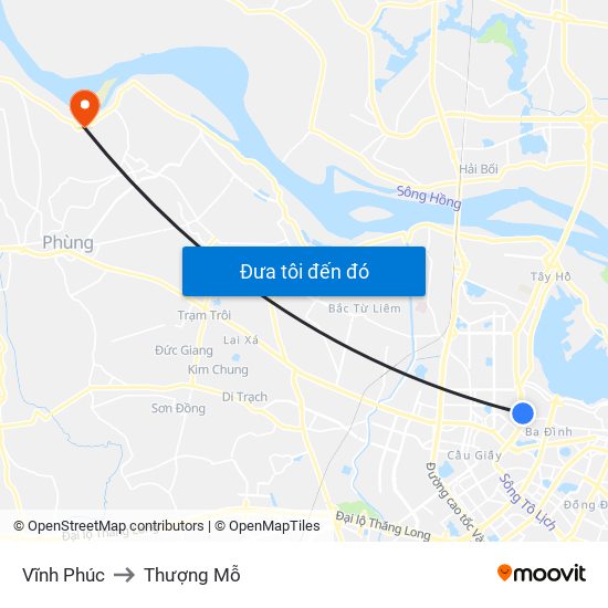 Vĩnh Phúc to Thượng Mỗ map